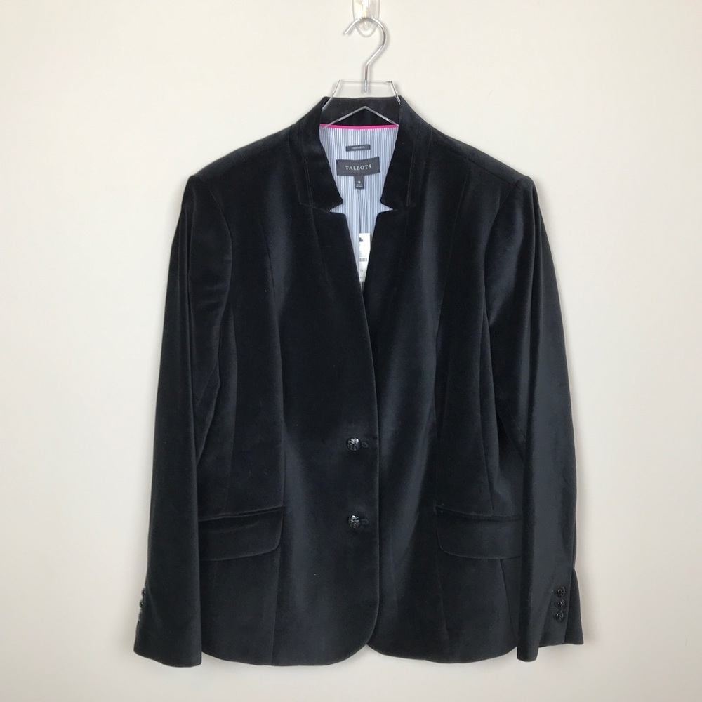 Talbots Black Velvet 2 Button Blazer NWT
